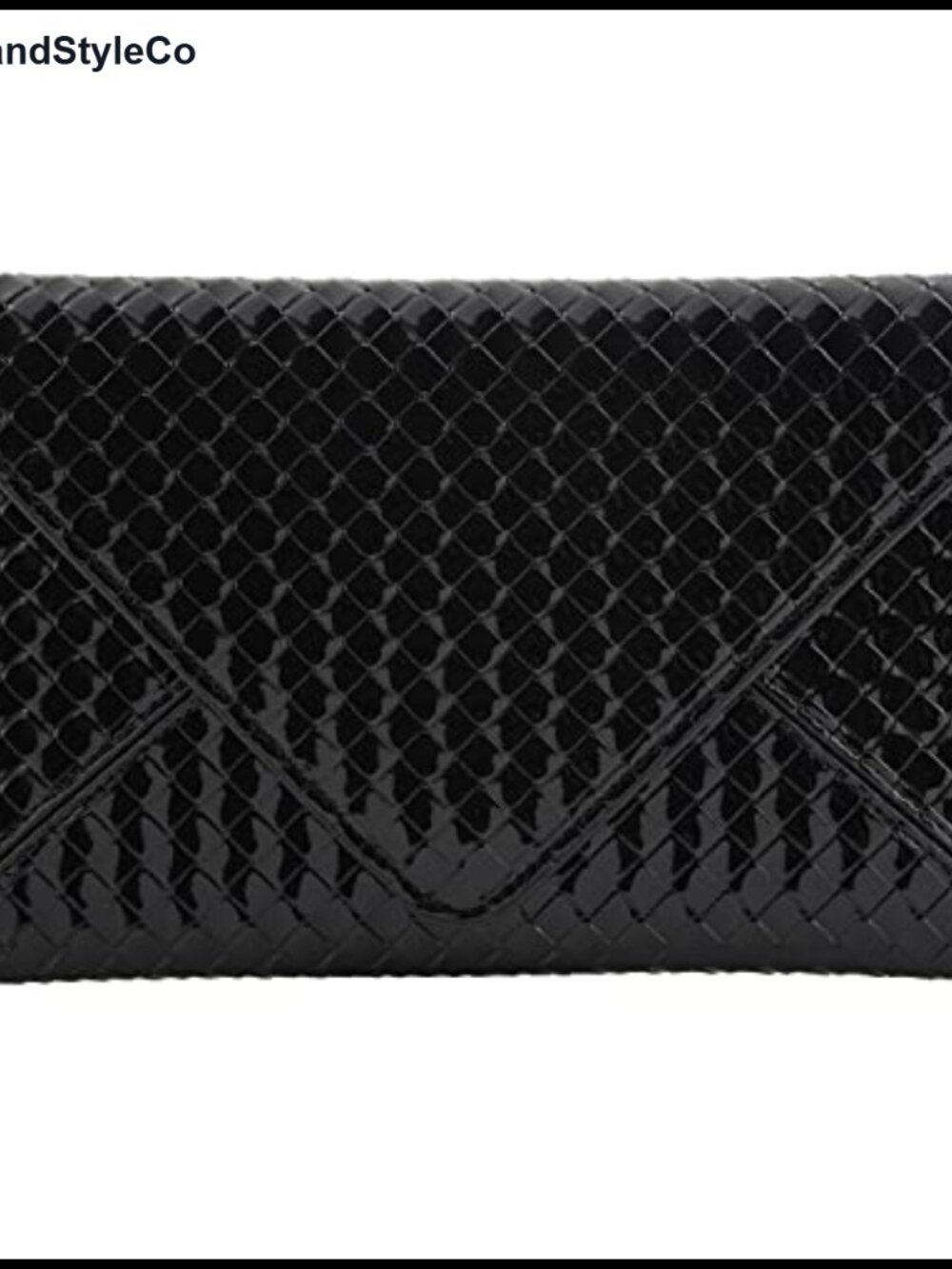 Faux Patent Leather Glossy Envelope Clutch & Evening Bag with Chain Strap
